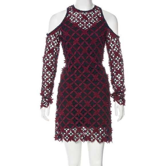 Self-Portrait Floral Grid lace long sleeve dress - Picture 1 of 8